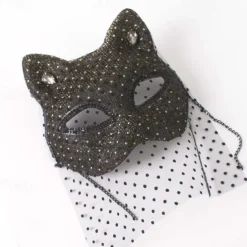 Venice Carnival Cat Mask Black Masquerade Graduation Party Accessories Women Elegant Halloween Cosplay Masks