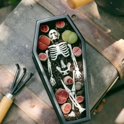 Versatile Gothic Coffin Planter Box for Succulents, Candy & Jewelry Storage - Perfect for Halloween & Easter Decor Indoor/Outdoor Use