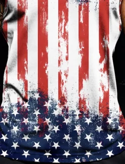 Veterans Day Men's Patriot Patriotic Veteran American US Flag T Shirt Vest Top Sleeveless T shirt 3D Print Crew Neck Shirt Vacation Casual Hawaiian Holiday White 1 White Summer Spring Clothing