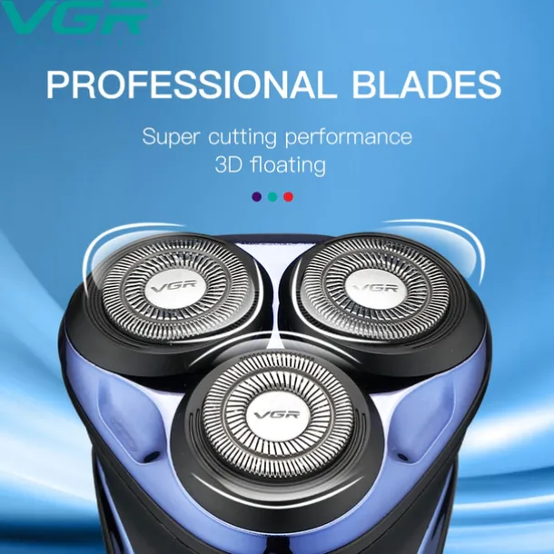 VGR Electric Razor for Men USB Rechargeable 3D Rotary Men's Shaver Pop-up Beard Trimmer Grooming Kit IPX7-Waterproof Corded & Cordless Wet Dry Beard Shavers LED Display