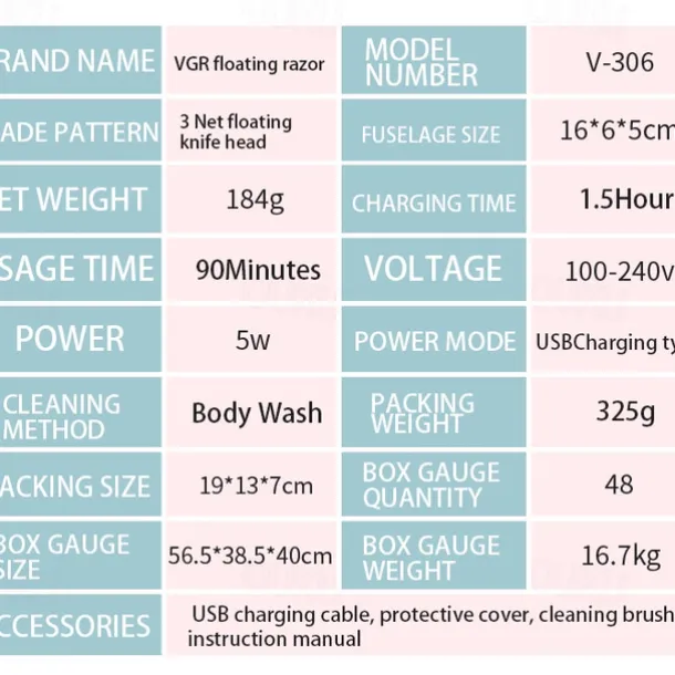VGR Electric Razor for Men USB Rechargeable 3D Rotary Men's Shaver Pop-up Beard Trimmer Grooming Kit IPX7-Waterproof Corded & Cordless Wet Dry Beard Shavers LED Display
