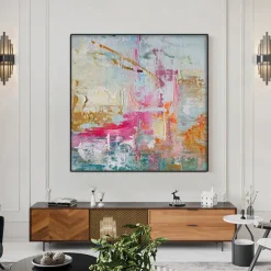 Vibrant Painting hand painted Abstract Painting pink Painting Canvas Painting Handmade Painting Large pattle knife Oil Painting Home Decor Wall Art painting