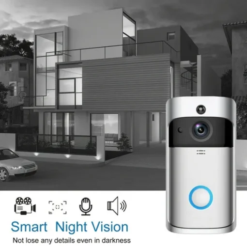 Video Doorbell Camera Wireless Battery Powered WiFi Video Doorbell Camera Motion Detector 2-Way Talk HD Video Night Vision Cloud Storage Battery Powered 2.4G WiFi Smart Home Security Doorbell C