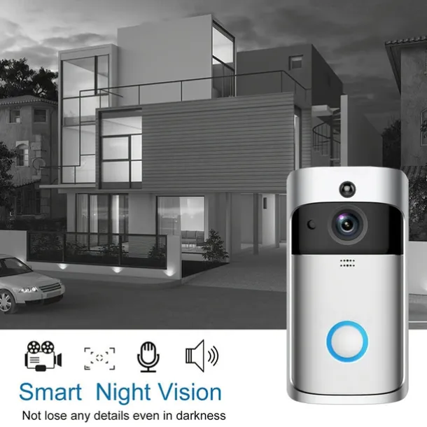 Video Doorbell Camera Wireless Battery Powered WiFi Video Doorbell Camera Motion Detector 2-Way Talk HD Video Night Vision Cloud Storage Battery Powered 2.4G WiFi Smart Home Security Doorbell C