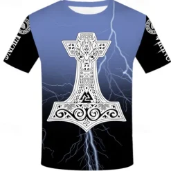 Viking Tattoo T-shirt Print 3D Graphic For Men's Adults' Carnival Masquerade 3D Print Casual Daily