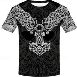 Viking Tattoo T-shirt Print 3D Graphic For Men's Adults' Carnival Masquerade 3D Print Casual Daily