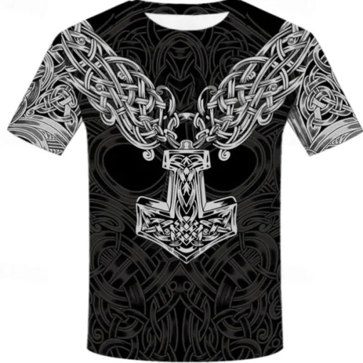 Viking Tattoo T-shirt Print 3D Graphic For Men's Adults' Carnival Masquerade 3D Print Casual Daily