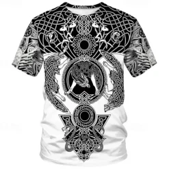 Viking Tattoo T-shirt Print 3D Graphic For Men's Adults' Carnival Masquerade 3D Print Casual Daily