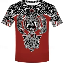 Viking Tattoo T-shirt Print 3D Graphic For Men's Adults' Carnival Masquerade 3D Print Casual Daily