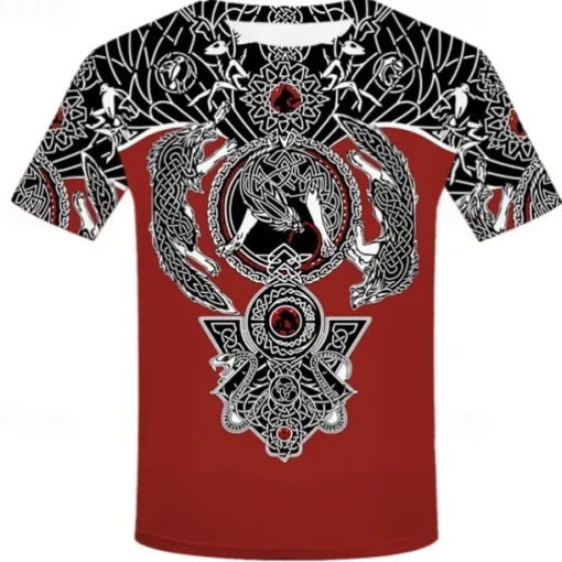 Viking Tattoo T-shirt Print 3D Graphic For Men's Adults' Carnival Masquerade 3D Print Casual Daily