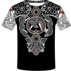 Viking Tattoo T-shirt Print 3D Graphic For Men's Adults' Carnival Masquerade 3D Print Casual Daily