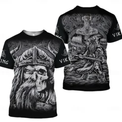 Viking Tattoo T-shirt Print 3D Graphic For Men's Adults' Carnival Masquerade 3D Print Casual Daily