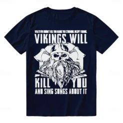 Viking T-shirt Pattern Graphic For Men's Adults' Halloween Carnival Masquerade Hot Stamping Casual Daily