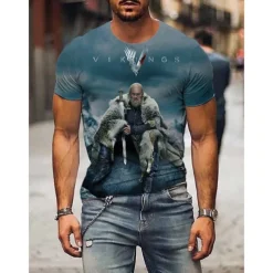 viking Viking Cosplay Costume T-shirt Print 3D Classic Street Style For Couple's Men's Women's Adults' 3D Print Street Daily Wear