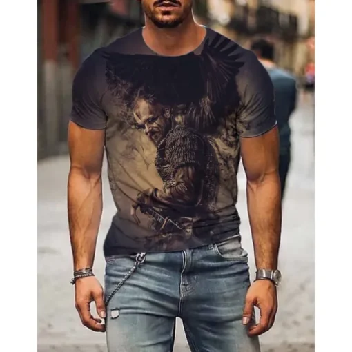 viking Viking Cosplay Costume T-shirt Print 3D Classic Street Style For Couple's Men's Women's Adults' 3D Print Street Daily Wear