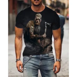 viking Viking Cosplay Costume T-shirt Print 3D Classic Street Style For Couple's Men's Women's Adults' 3D Print Street Daily Wear