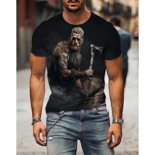 viking Viking Cosplay Costume T-shirt Print 3D Classic Street Style For Couple's Men's Women's Adults' 3D Print Street Daily Wear
