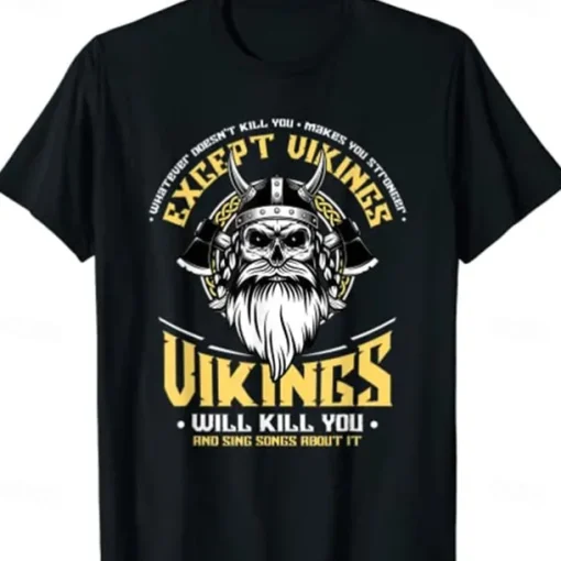 Vikings Warriors T-shirt Anime Classic Street Style For Couple's Men's Women's Adults' Hot Stamping Casual Daily