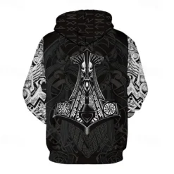 Vikings Warriors Viking Tattoo Hoodie Cartoon Manga Anime 3D Front Pocket Graphic For Couple's Men's Women's Adults' 3D Print Casual Daily