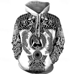 Vikings Warriors Viking Tattoo Hoodie Cartoon Manga Anime 3D Front Pocket Graphic For Couple's Men's Women's Adults' 3D Print Casual Daily