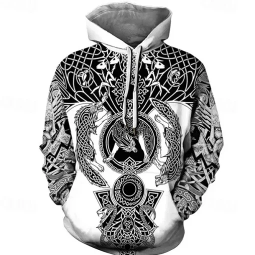 Vikings Warriors Viking Tattoo Hoodie Cartoon Manga Anime 3D Front Pocket Graphic For Couple's Men's Women's Adults' 3D Print Casual Daily