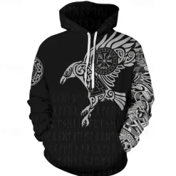 Vikings Warriors Viking Tattoo Hoodie Cartoon Manga Anime 3D Front Pocket Graphic For Couple's Men's Women's Adults' 3D Print Casual Daily