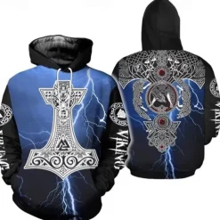 Vikings Warriors Viking Tattoo Hoodie Cartoon Manga Anime 3D Front Pocket Graphic For Couple's Men's Women's Adults' 3D Print Casual Daily