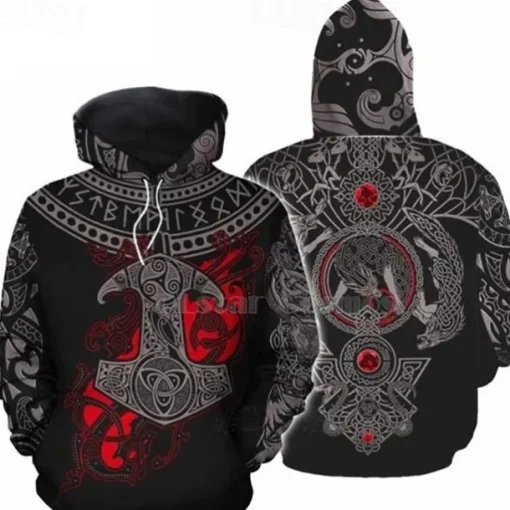 Vikings Warriors Viking Tattoo Hoodie Cartoon Manga Anime 3D Front Pocket Graphic For Couple's Men's Women's Adults' 3D Print Casual Daily