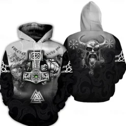 Vikings Warriors Viking Tattoo Hoodie Cartoon Manga Anime 3D Front Pocket Graphic For Couple's Men's Women's Adults' 3D Print Casual Daily
