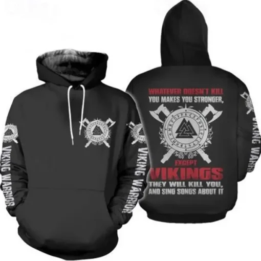 Vikings Warriors Viking Tattoo Hoodie Cartoon Manga Anime 3D Front Pocket Graphic For Couple's Men's Women's Adults' 3D Print Casual Daily
