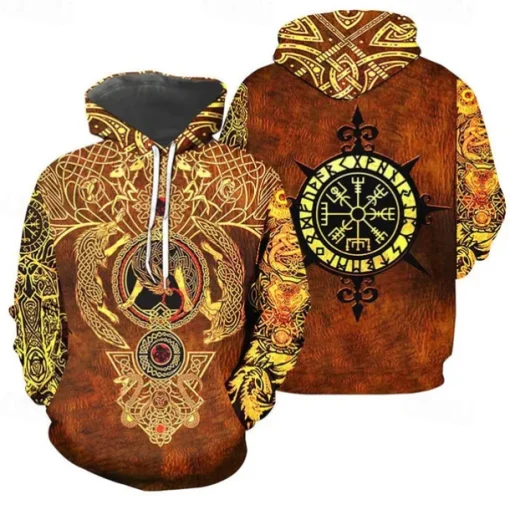 Vikings Warriors Viking Tattoo Hoodie Cartoon Manga Anime 3D Front Pocket Graphic For Couple's Men's Women's Adults' 3D Print Casual Daily