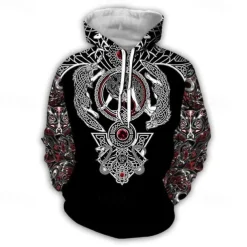 Vikings Warriors Viking Tattoo Hoodie Cartoon Manga Anime 3D Front Pocket Graphic For Couple's Men's Women's Adults' 3D Print Casual Daily