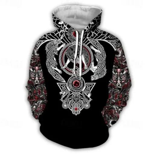 Vikings Warriors Viking Tattoo Hoodie Cartoon Manga Anime 3D Front Pocket Graphic For Couple's Men's Women's Adults' 3D Print Casual Daily