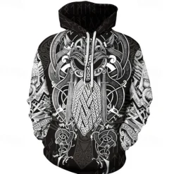 Vikings Warriors Viking Tattoo Hoodie Cartoon Manga Anime 3D Front Pocket Graphic For Couple's Men's Women's Adults' 3D Print Casual Daily