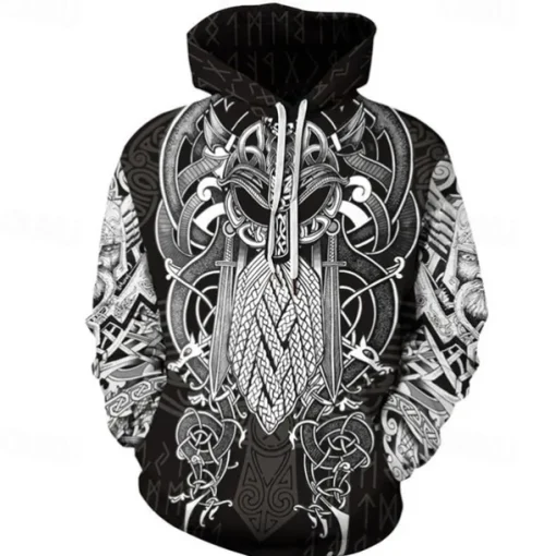 Vikings Warriors Viking Tattoo Hoodie Cartoon Manga Anime 3D Front Pocket Graphic For Couple's Men's Women's Adults' 3D Print Casual Daily