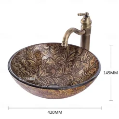 Vintage Bathroom Vessel Sink Set Round 16.5