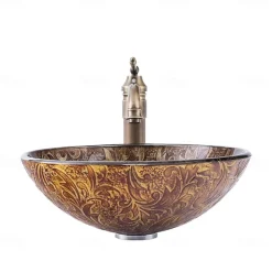 Vintage Bathroom Vessel Sink Set Round 16.5