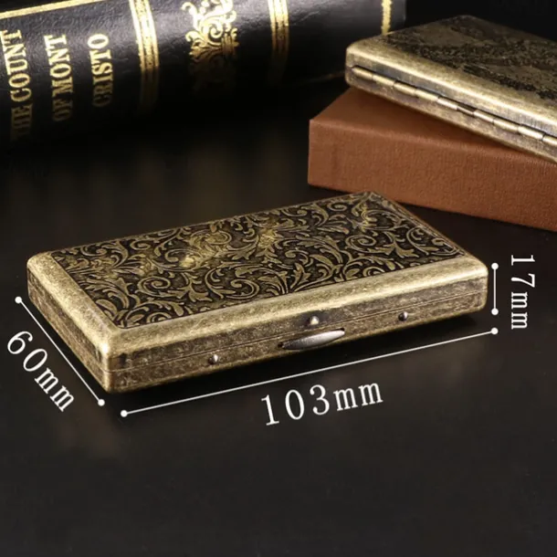 Vintage Cigarette Case, Holds 20 Cigarettes, Lightweight and Portable, Double-Sided with Multiple Patterns, Accessory