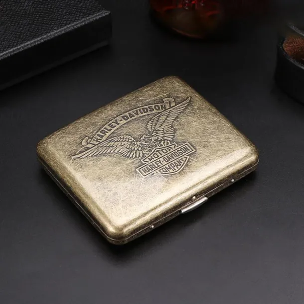 Vintage Cigarette Case with Both Sides Open to Support Generation of Bronze Condensed Flower Metal Flip-top Carved(Can Hold 20 Cigarette)