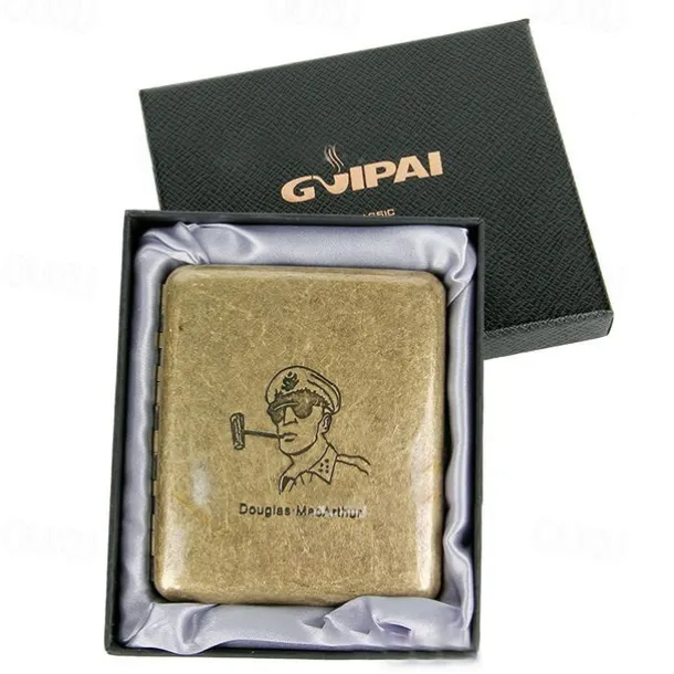 Vintage Cigarette Case with Both Sides Open to Support Generation of Bronze Condensed Flower Metal Flip-top Carved(Can Hold 20 Cigarette)