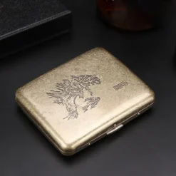 Vintage Cigarette Case with Both Sides Open to Support Generation of Bronze Condensed Flower Metal Flip-top Carved(Can Hold 20 Cigarette)