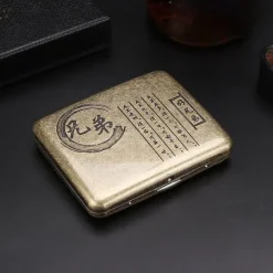 Vintage Cigarette Case with Both Sides Open to Support Generation of Bronze Condensed Flower Metal Flip-top Carved(Can Hold 20 Cigarette)