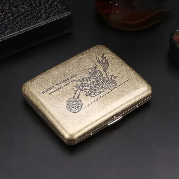 Vintage Cigarette Case with Both Sides Open to Support Generation of Bronze Condensed Flower Metal Flip-top Carved(Can Hold 20 Cigarette)