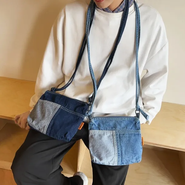 Vintage Denim Crossbody Bag – Casual Lightweight Shoulder Purse for Women, Trendy Everyday Messenger Bag