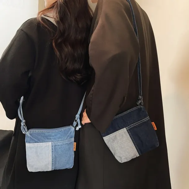 Vintage Denim Crossbody Bag – Casual Lightweight Shoulder Purse for Women, Trendy Everyday Messenger Bag