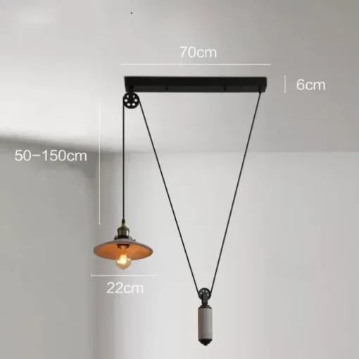 Vintage Edison Ceiling Pendant Light Height Adjustable Cable E27 Industrial Pulley Lighting Island Lamp