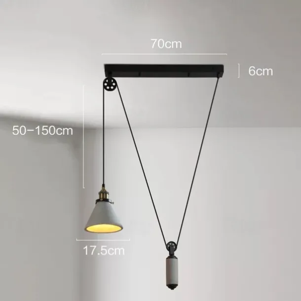 Vintage Edison Ceiling Pendant Light Height Adjustable Cable E27 Industrial Pulley Lighting Island Lamp