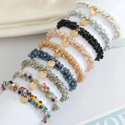 Vintage Glam Scrunchie Set - Faux Pearl & Rhinestone Detail, Comfort Hold for Trendy Hairstyles