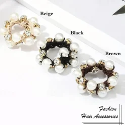Vintage Glam Scrunchie Set - Faux Pearl & Rhinestone Detail, Comfort Hold for Trendy Hairstyles