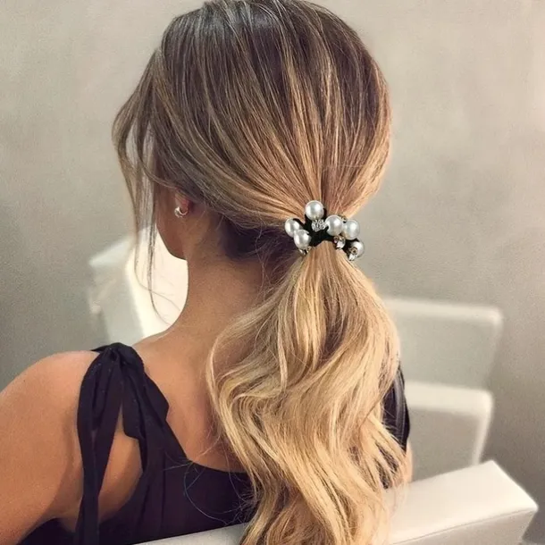 Vintage Glam Scrunchie Set - Faux Pearl & Rhinestone Detail, Comfort Hold for Trendy Hairstyles